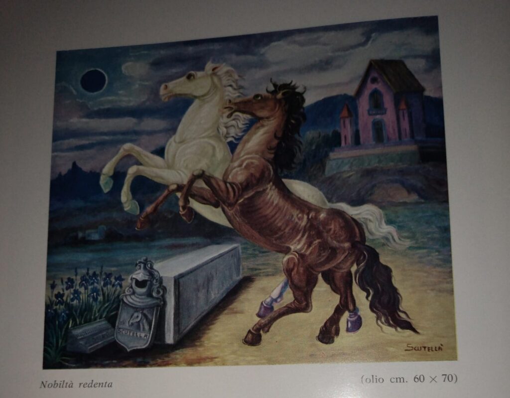 Un dipinto di Saverio Scutellà, Nobiltà redenta, olio su tela 60x70
