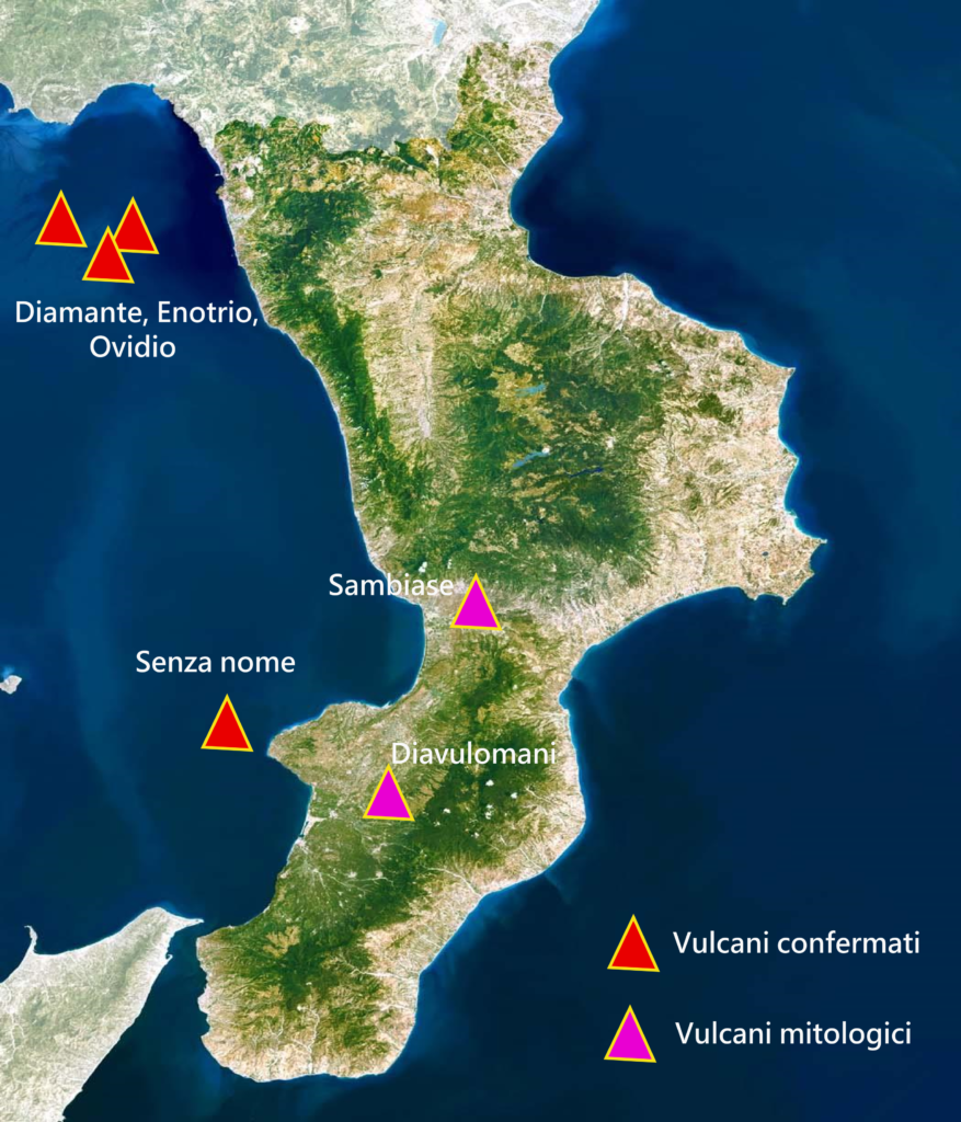 mappa dei vulcani spenti in calabria