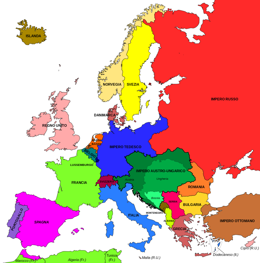 cartina dell'europa prima della prima guerra mondiale